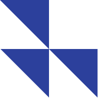 A geometric pattern featuring a square divided into four triangles. The triangles alternate blue and black in a windmill-like arrangement, with the blue triangles forming an X shape across the square's diagonals, and the black triangles filling the remaining space – much like innovative business ideas for women creating symmetries in entrepreneurship.