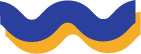 A stylized graphic of two wavy lines, one blue on top and one yellow on the bottom, intersecting and creating a wave pattern. The curves of the lines mirror each other, forming a symmetrical, flowing design that symbolizes the journey of starting a business with harmonious balance.