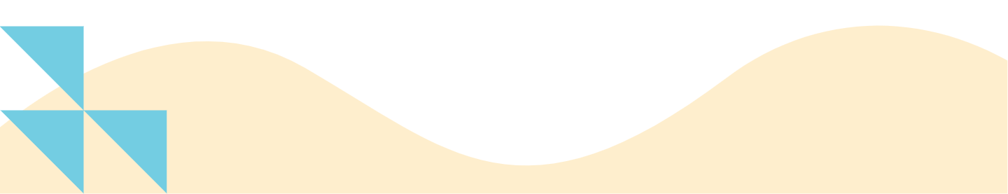 A minimalist design features a stylized beige wave spanning across the bottom half, with a cluster of four blue geometric triangles in the top left corner. The triangles form two distinct diamond shapes, representing innovative business ideas for women. The background is solid black.