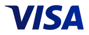 The image shows the Visa logo, which consists of the word "VISA" in uppercase letters. The letters are in a bold, blue font with a slight gradient, where the left side of the "V" has a sharper, curved design. The background is transparent.